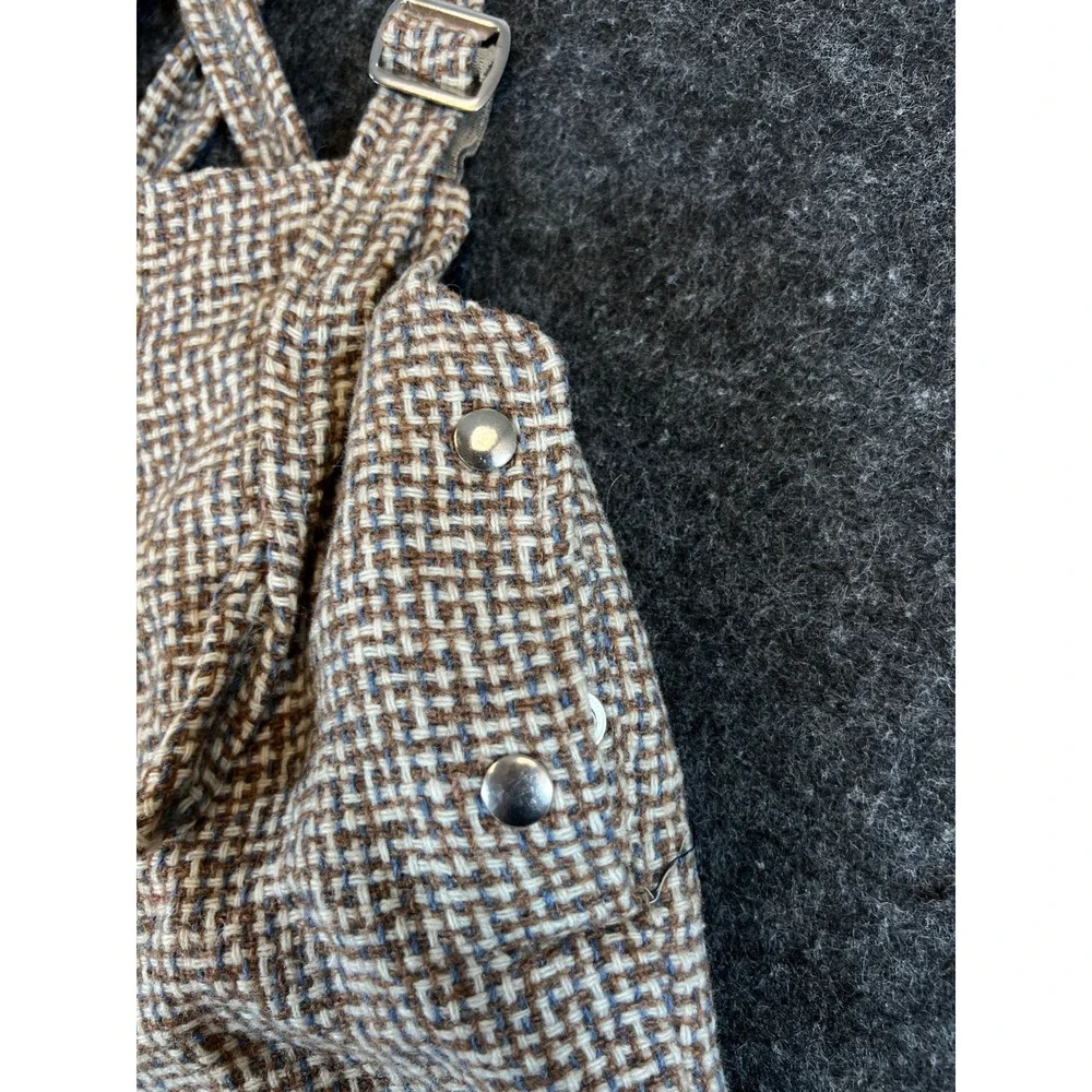 VTG 50s Brown Basketweave Coat and Overalls Set with Velvet Trim Girls Lot of 2